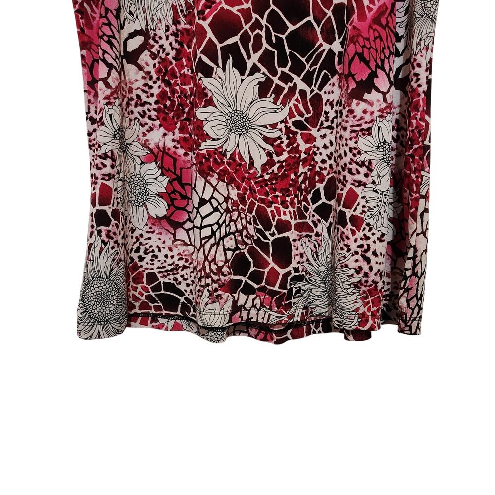 New Directions Red Floral Puff Sleeve Button Front Peasant Blouse Casual Top XL - Picture 6 of 9